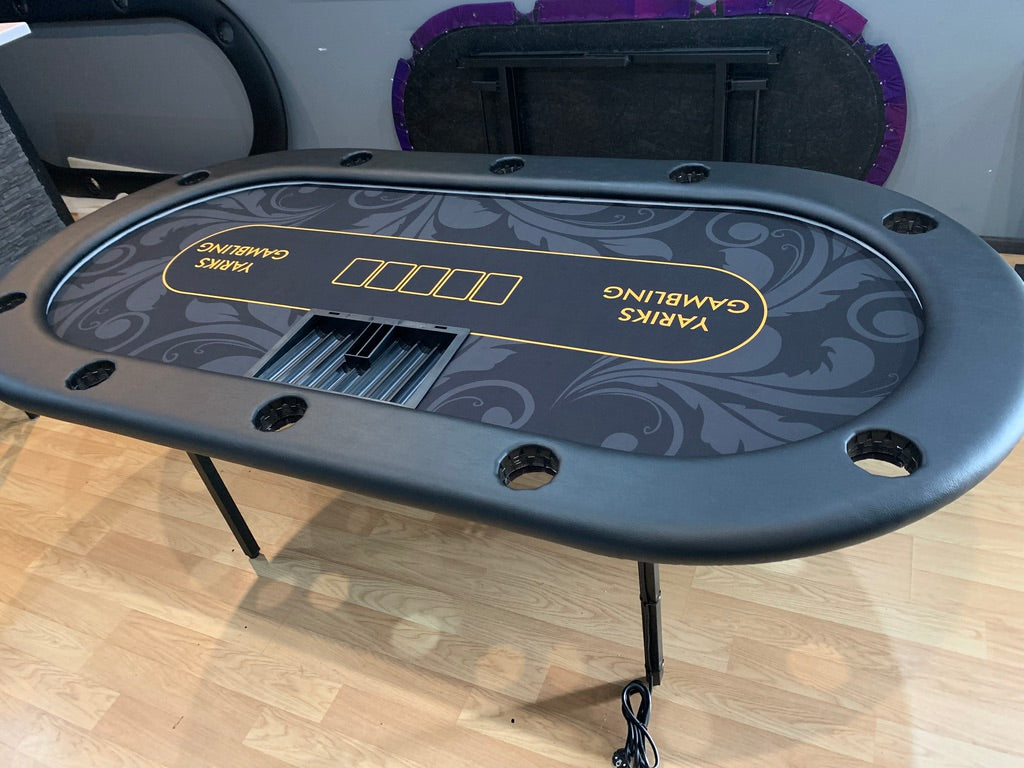 Poker Table Felt - Floral BLACK