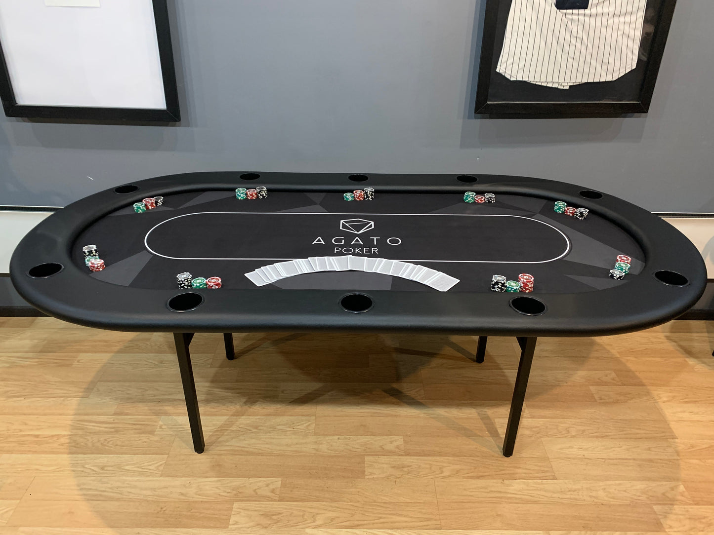 Покерный стол - Цветочный ЧЕРНЫЙ Премиум
