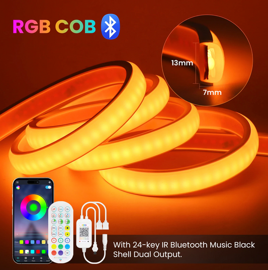 LED Neon Strip 5m RGB Bluetooth + Remote Waterproof 24V