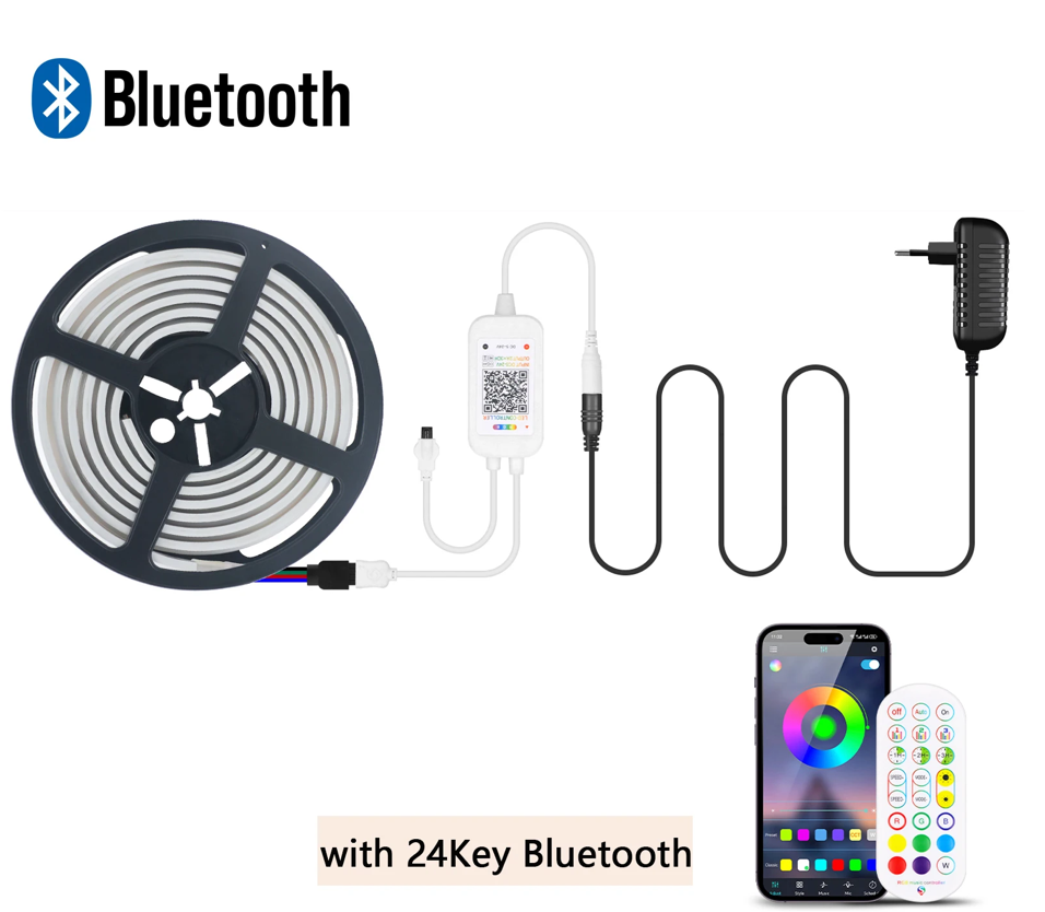 LED Neon Strip 5m RGB Bluetooth + Remote Waterproof 24V