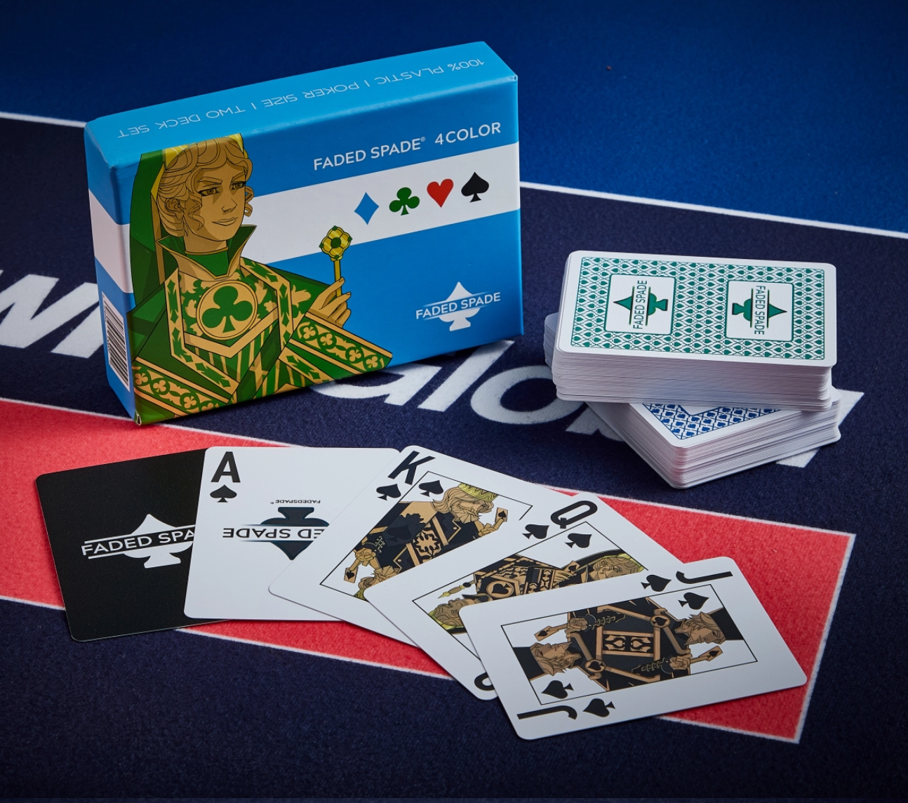 Poker Cards - Faded Spade 4Color Decks Set of 2pcs.