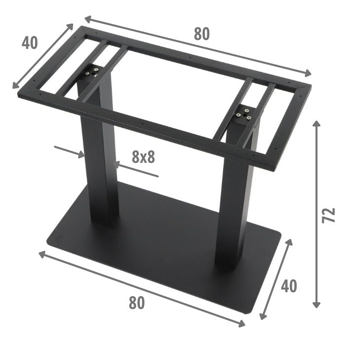 Poker Metal Table Frame Legs - Double Base 80x40cm H-72cm